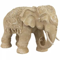 Oriental Furniture 20 in. Rustic Jeweled Elephant Decorative Statue, White Resin thumbnail 2