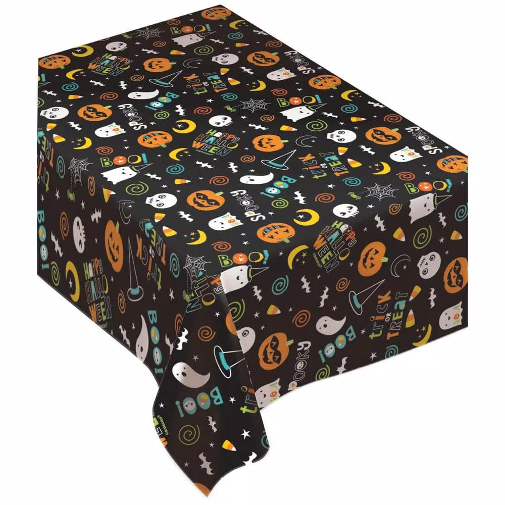 Amscan Halloween Friends Flannel Backed Vinyl Table Cover, 52 in. x 90 in.