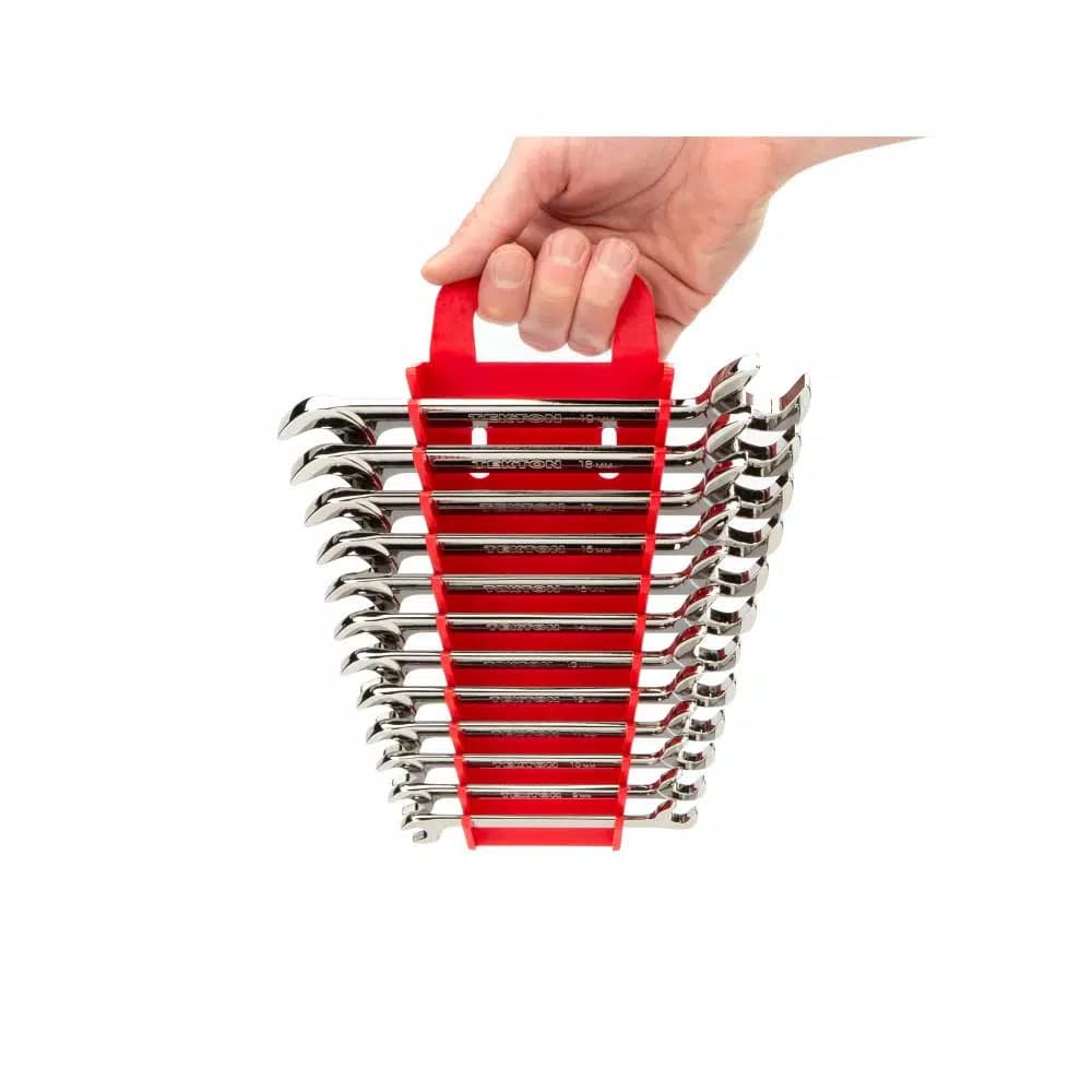 TEKTON 12-Piece Metric Angle Head Open End Wrench Set, 8 mm to 19 mm