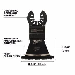 Milwaukee 2-1/2 in. High Carbon Steel Japanese Tooth Pro-Curve Oscillating Multi-Tool Blade thumbnail 3