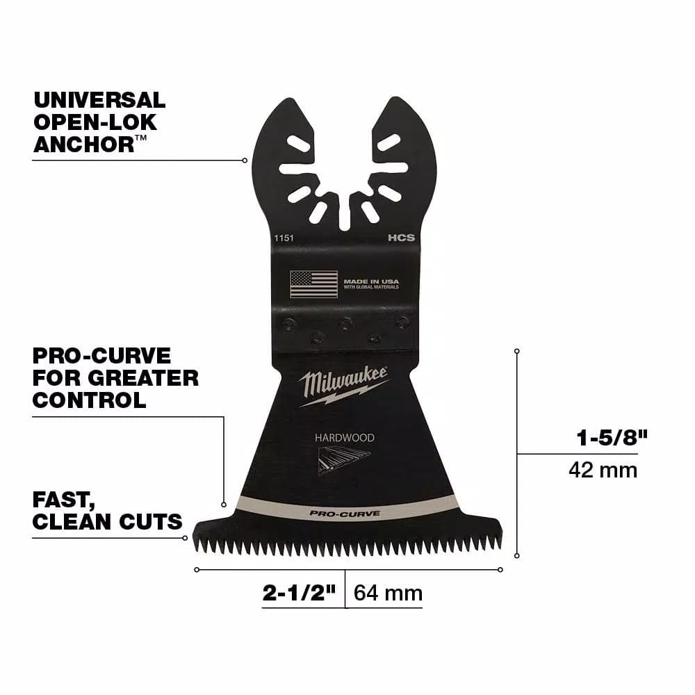 Milwaukee 2-1/2 in. High Carbon Steel Japanese Tooth Pro-Curve Oscillating Multi-Tool Blade