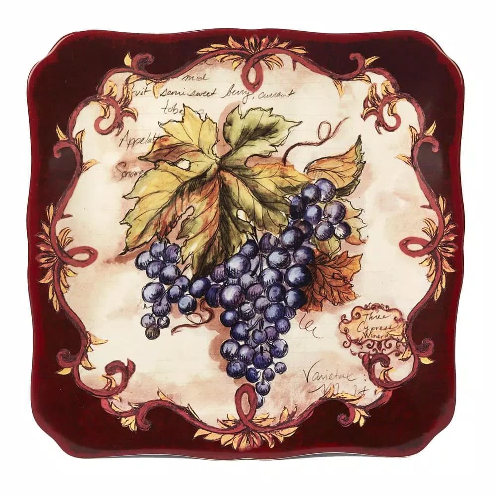 Certified International Vintners Journal 12.5 in. Ceramic Square Serving Platter