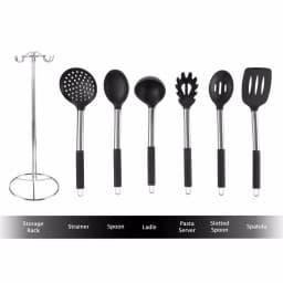 Classic Cuisine 7-Piece Stainless Steel and Silicone Kitchen Utensil Set with Holder thumbnail 4