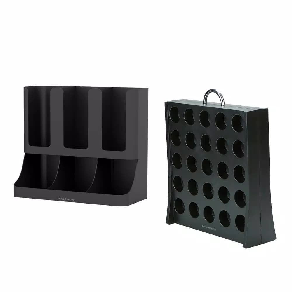 Mind Reader Black Coffee Condiment Organizer with K-Cup Storage, Compact Coffee Station for Home or Office