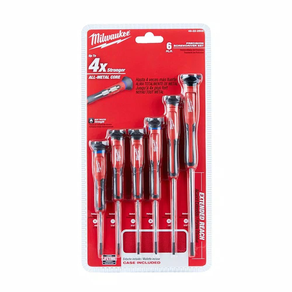Milwaukee 6-Piece Precision Screwdriver Set with All-Metal Core