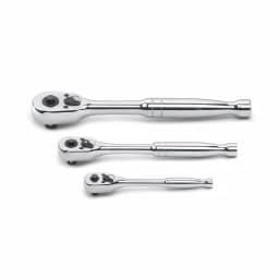 GearWrench 3-Piece Teardrop Ratchet Set, 1/4 in., 3/8 in., and 1/2 in. Drive, 45 Tooth Quick Release thumbnail 1