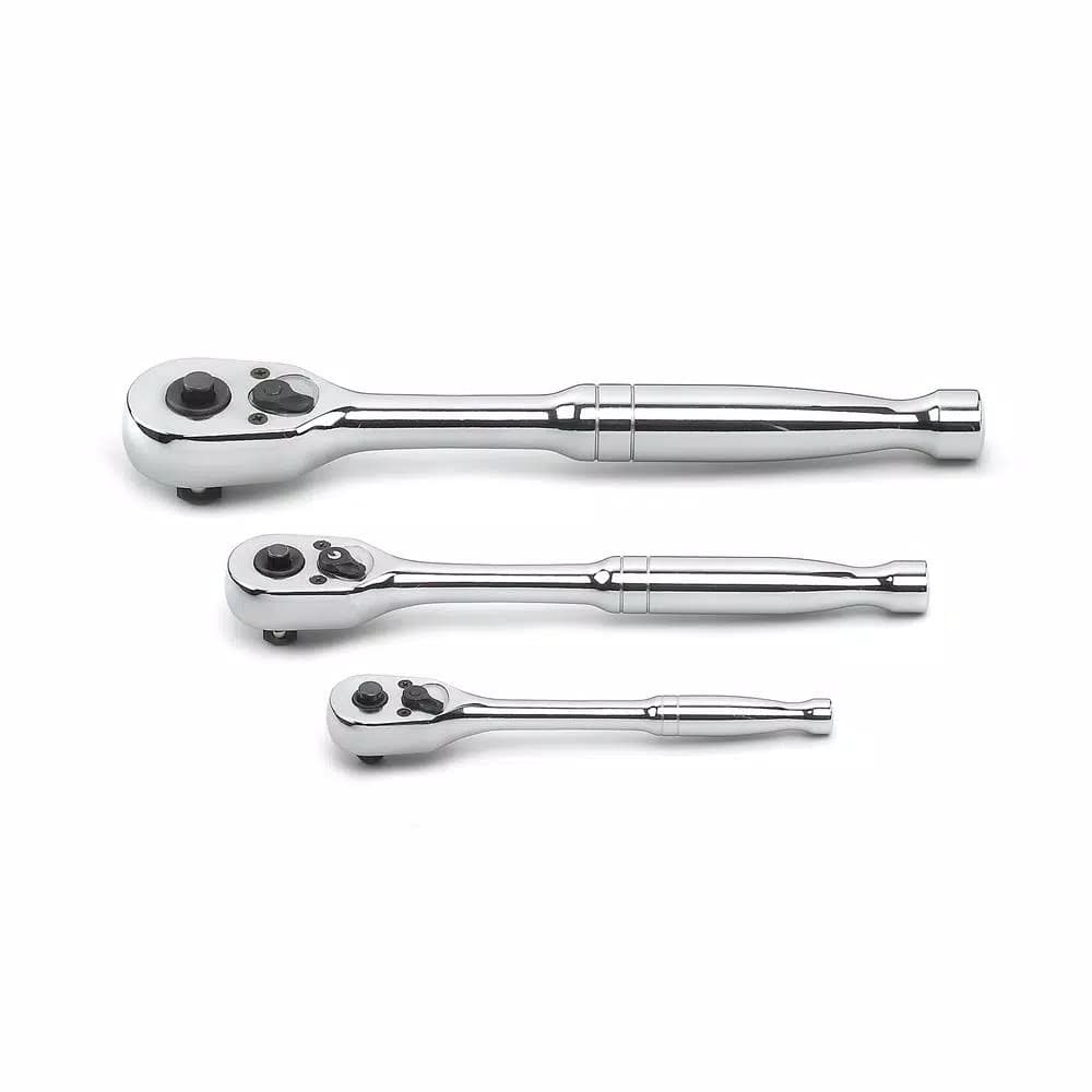 GearWrench 3-Piece Teardrop Ratchet Set, 1/4 in., 3/8 in., and 1/2 in. Drive, 45 Tooth Quick Release