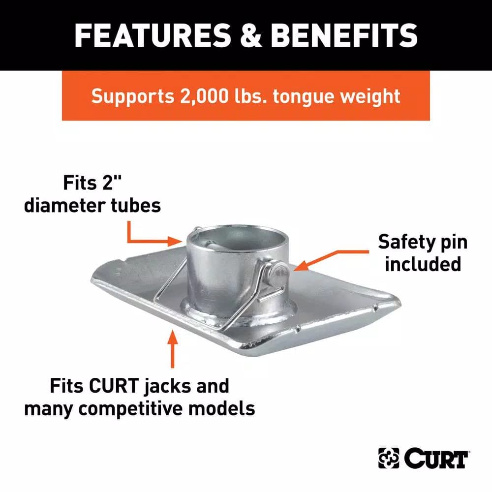 CURT Pin-On Jack Foot for 2" Tube, 2,000 lbs. Capacity