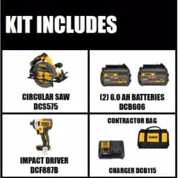 DEWALT FLEXVOLT 60V MAX Brushless 7-1/4 in. Circular Saw & 1/4 in. Impact Driver Combo Kit thumbnail 2