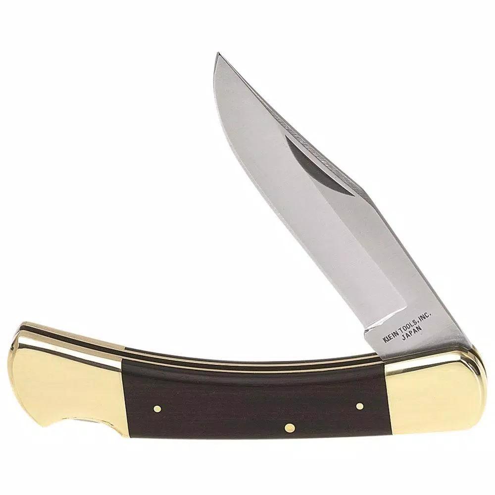 Klein Tools Klein's Sportsman Folding Knife with Ebony Wood Handle and Stainless Steel Clip Point Blade