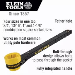 Klein Tools Slim Ratcheting Lineman's Wrench, 4-in-1 Multi-Size Utility Tool thumbnail 2