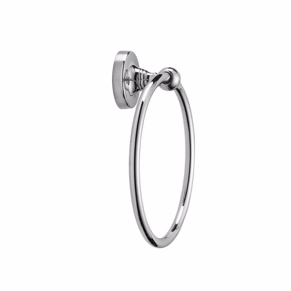 Croydex Wimborne Flexi-Fix Wall-Mounted Towel Ring, Chrome Finish