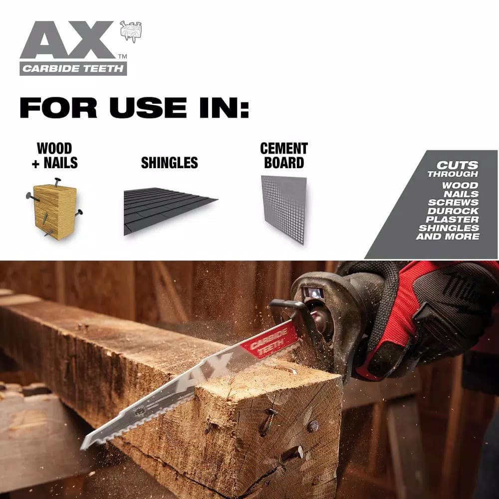 Milwaukee SAWZALL Carbide Demolition Reciprocating Saw Blade Set, 5-Piece