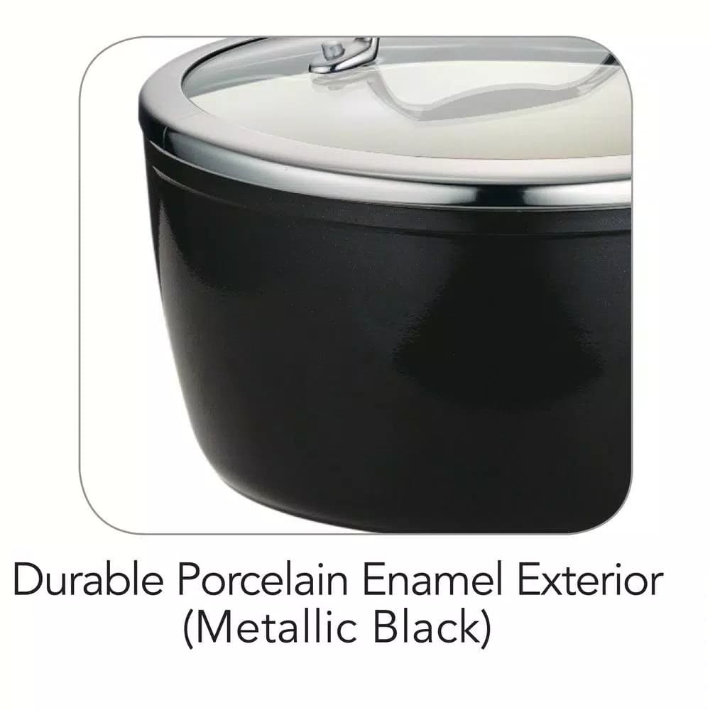Tramontina Gourmet Ceramica Deluxe 3 Qt. Aluminum Ceramic Nonstick Sauce Pan with Glass Lid, Metallic Black