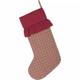 VHC Brands 20 in. Jonathan Plaid Traditional Christmas Stocking - Red, Olive Green, and Tan thumbnail 2