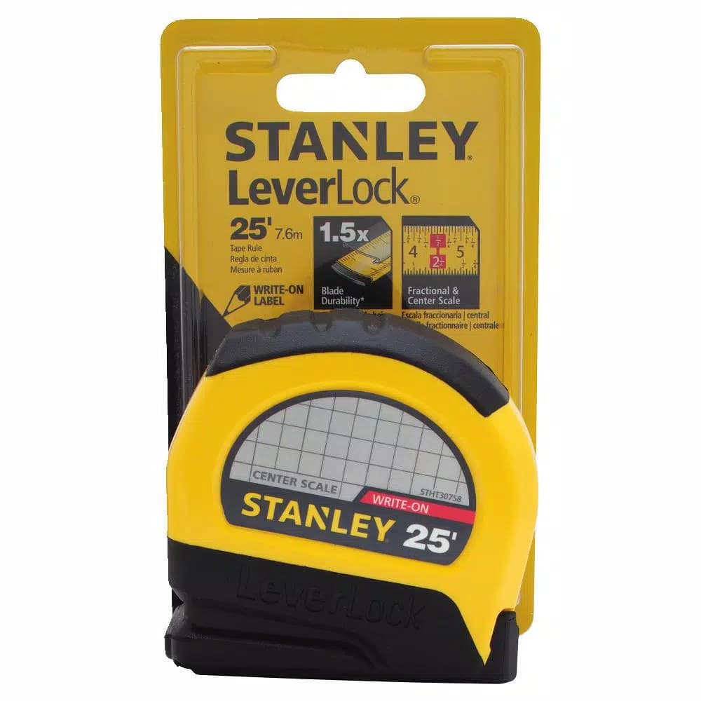 Stanley LeverLock 25 ft. x 1 in. Center Read Tape Measure