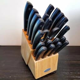 Oster Evansville 22-Piece Stainless Steel Knife Set with 360° Swivel Wood Storage Block thumbnail 3