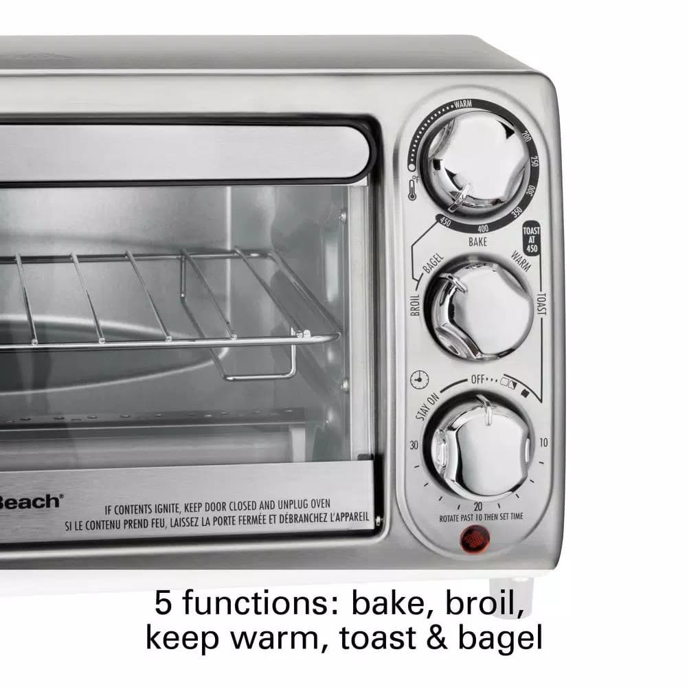 Hamilton Beach 1100-Watt 4-Slice Stainless Steel Countertop Toaster Oven