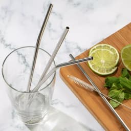 Unbranded G-Force 14-Pack Reusable Stainless Steel Straw Set with 2 Cleaning Brushes thumbnail 4