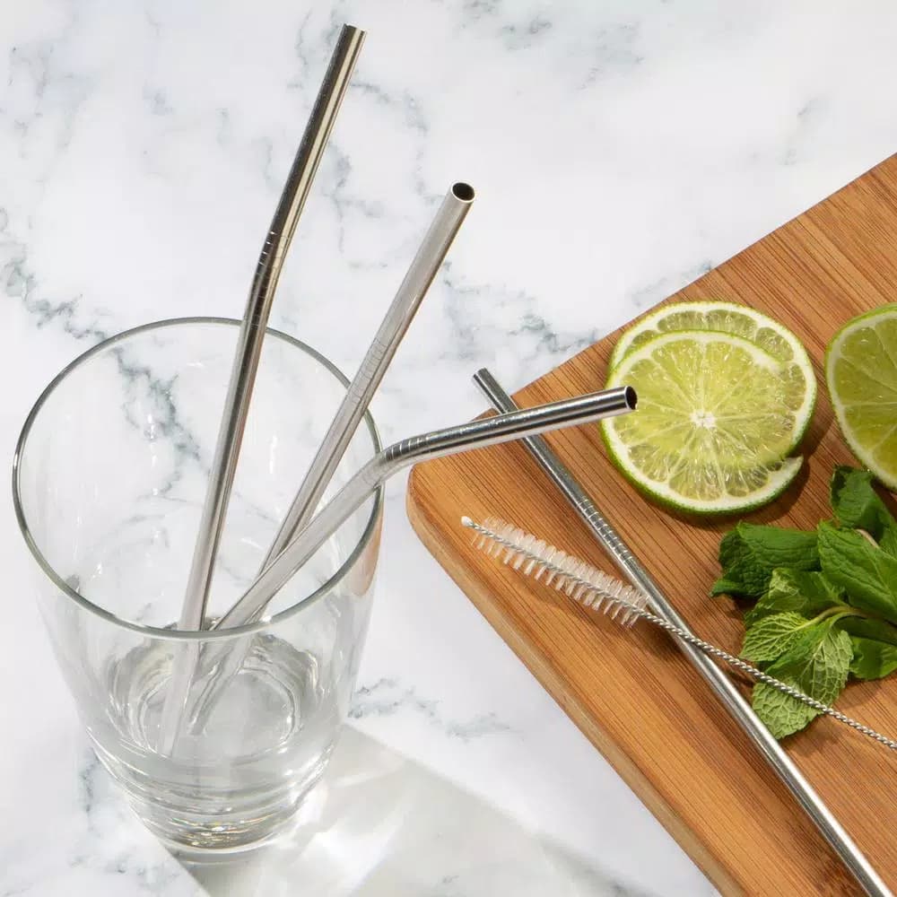 Unbranded G-Force 14-Pack Reusable Stainless Steel Straw Set with 2 Cleaning Brushes