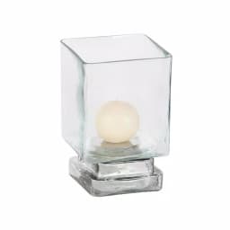 LITTON LANE 6 in. Cube-Shaped Frosted Glass Hurricane Candle Holders, Set of 2 thumbnail 2
