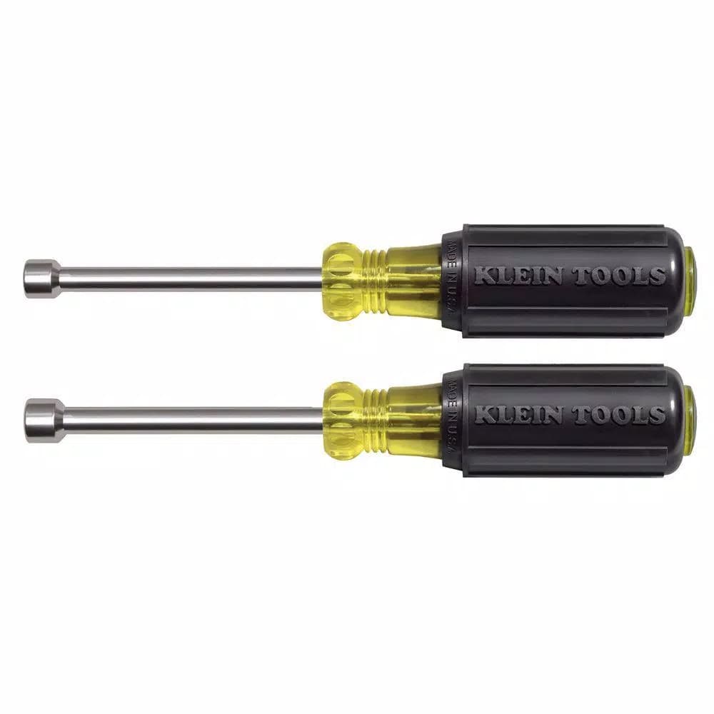 Klein Tools 2-Piece Magnetic Nut Driver Set with 3 in. Hollow Shafts and Cushion Grip Handles