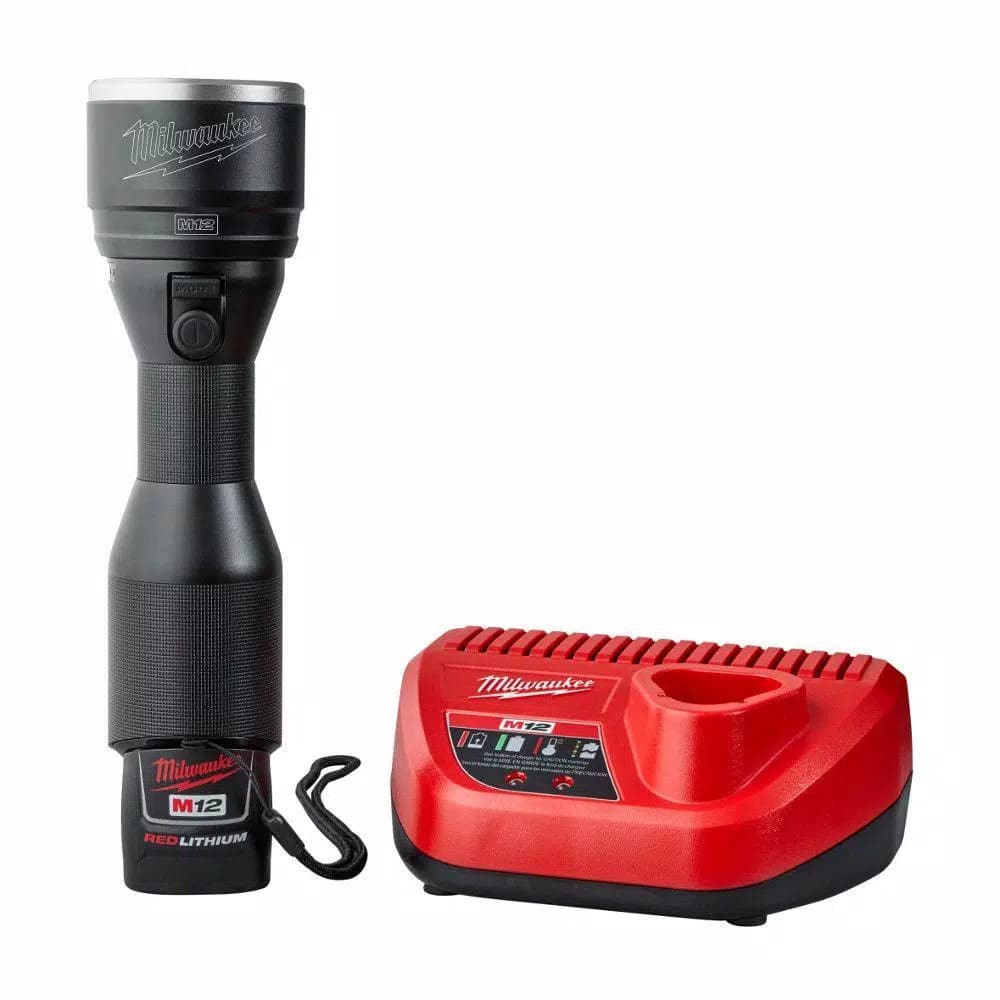 Milwaukee M12 12V Lithium-Ion Cordless LED High Performance Flashlight Kit with 1.5Ah Battery & Charger
