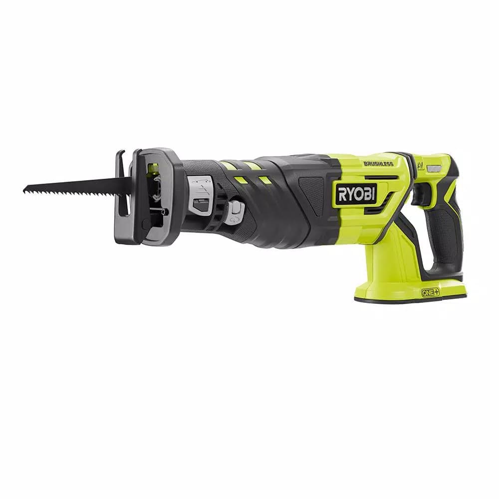 RYOBI 18V ONE+ Brushless Cordless Reciprocating Saw (Tool Only) with Wood Cutting Blade