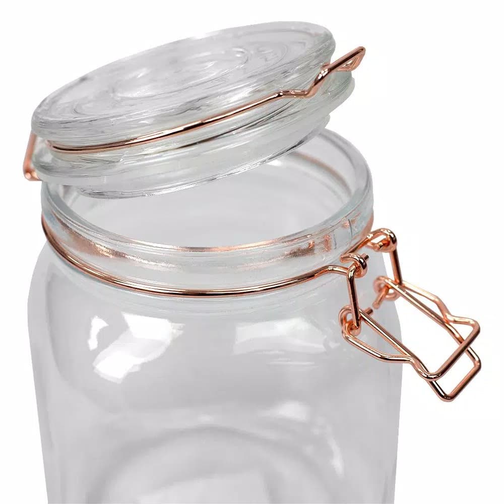 Unbranded Medium Glass Pickling Jar with Rose Gold Metal Clamp and Rubber Seal, 33.8 oz