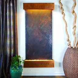 Water Wonders Grande Nojoqui Falls Lightweight Slate Wall Fountain - Copper Patina Trim thumbnail 2