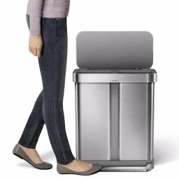 simplehuman 15 Gallon Dual Compartment Stainless Steel Step Trash Can and Recycling Bin thumbnail 9