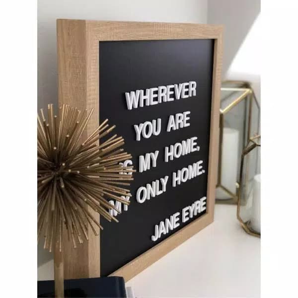 Petal Lane Home Letterlove Magnetic Memo Board with 150 White Letters and Rustic Brown Frame