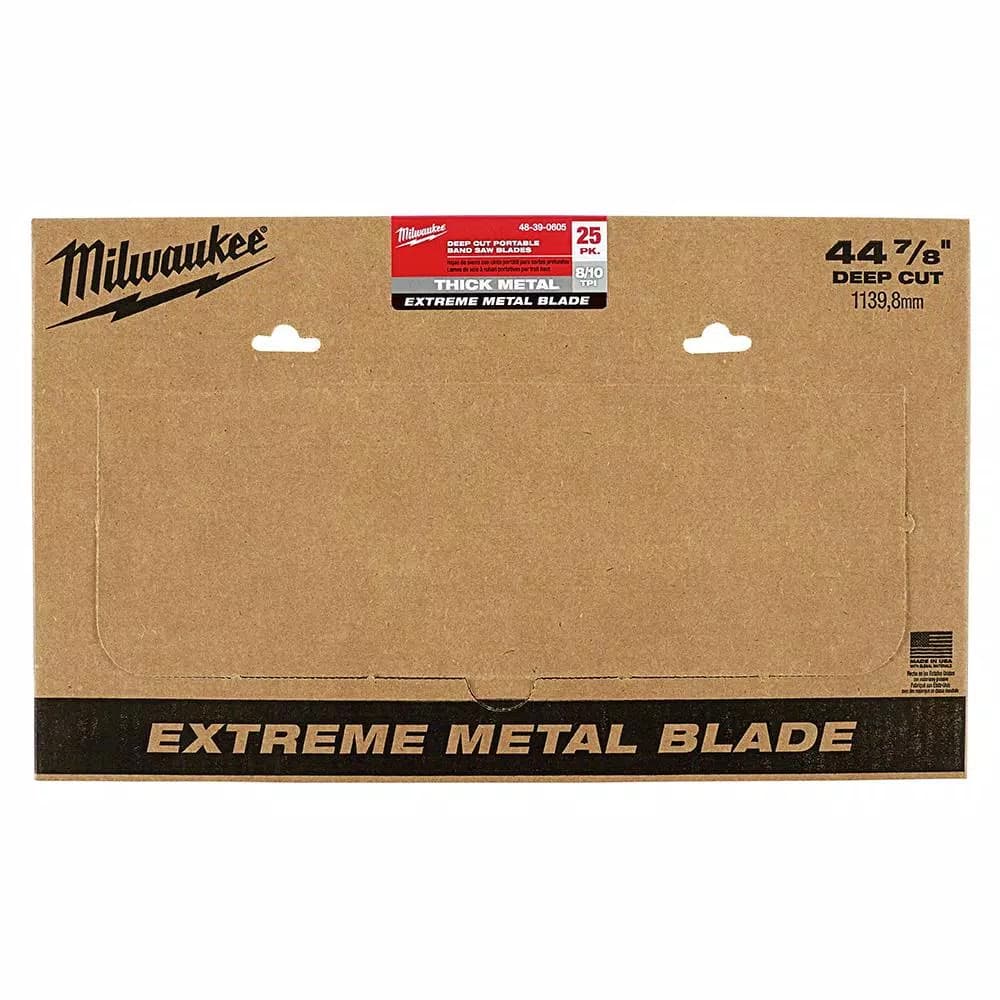 Milwaukee 44-7/8 in. 8/10 TPI Extreme Metal Deep Cut Band Saw Blades, 25-Pack