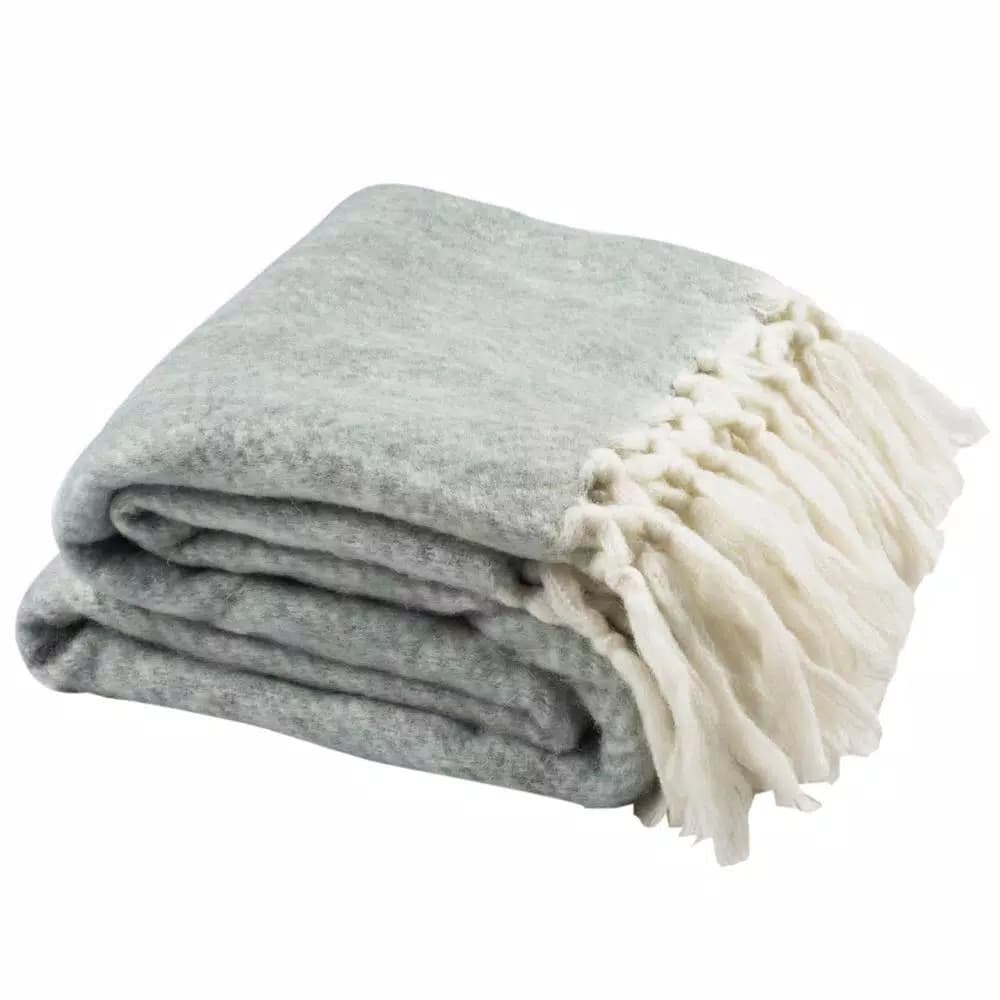 Safavieh Magali Grey Chevron Throw Blanket with Oversized Fringe