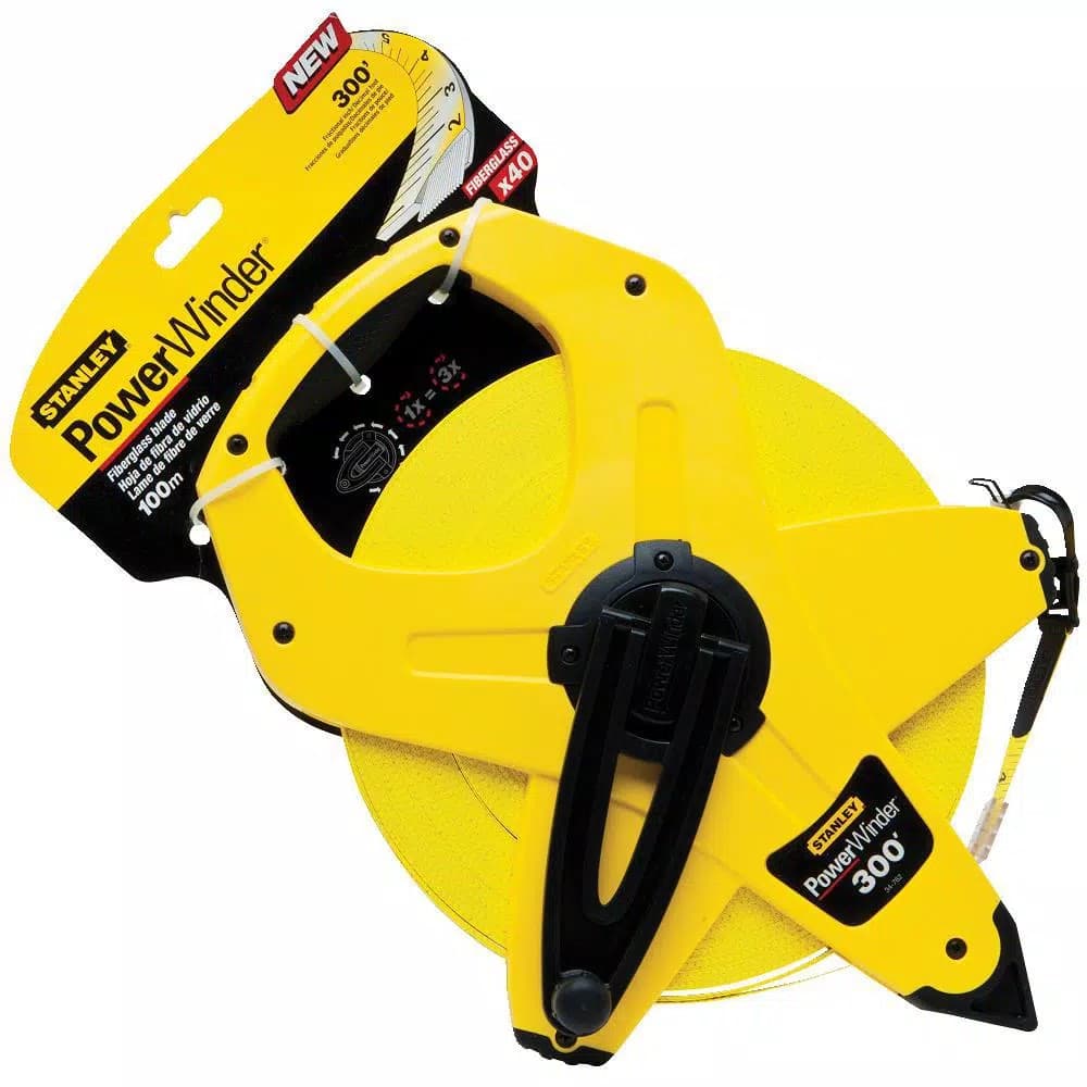 Stanley 300 ft. Fiberglass Tape Measure with Tru-Zero End Hook