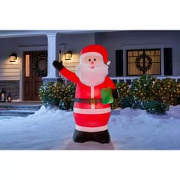 Home Accents Holiday 6.5 ft. Airblown Inflatable Santa with Present, LED Holiday Decoration thumbnail 2