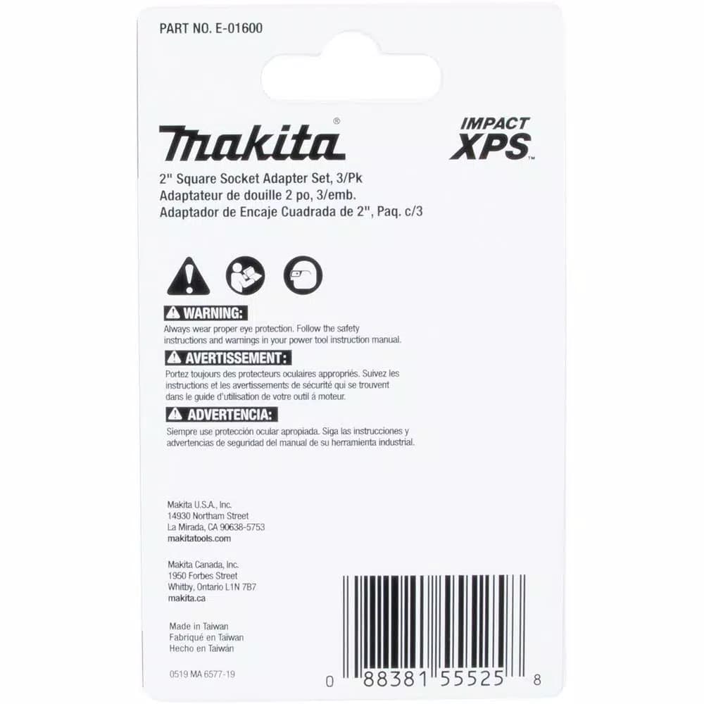 Makita ImpactXPS Square Socket Adapter Set, 3-Piece, Hex Shank