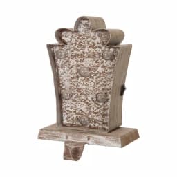 Glitzhome 7.5 in. Marquee LED Giftbox Stocking Holder - Metal and Wood Holiday Decor thumbnail 7