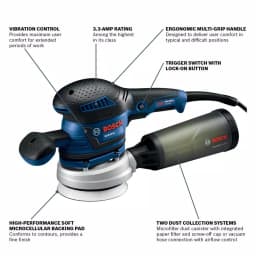 Bosch ROS65VC-5 5 in. Variable Speed Random Orbital Sander/Polisher with Vibration Control thumbnail 2