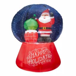 Airblown Gemmy Airblown 5.5 ft. Inflatable Snow Globe Santa on Rooftop with Projection Lighting thumbnail 1