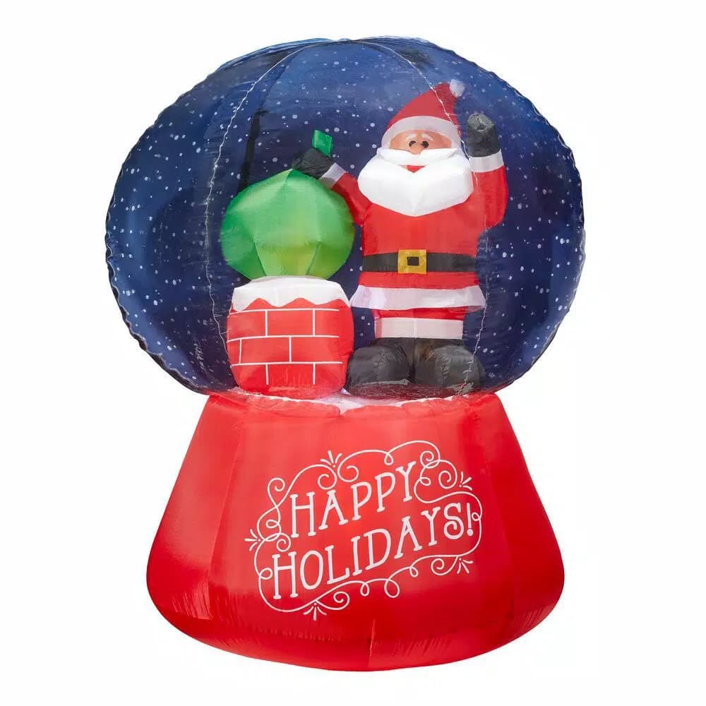 Airblown Gemmy Airblown 5.5 ft. Inflatable Snow Globe Santa on Rooftop with Projection Lighting