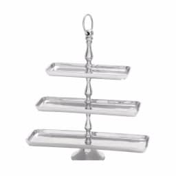 LITTON LANE 19 in. Polished Silver Aluminum 3-Tiered Rectangular Fruit Stand thumbnail 1