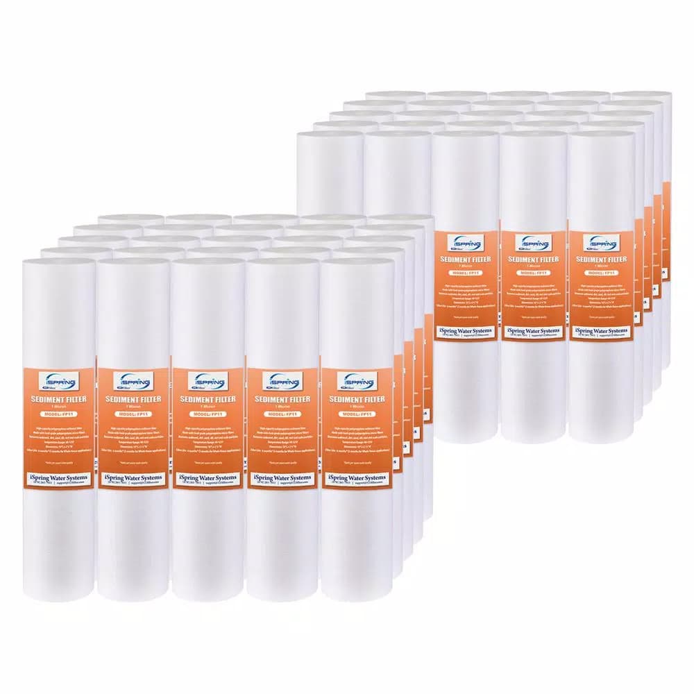 ISPRING 1-Micron 10 x 2.5-Inch Sediment Filter, Melt-Blown Polypropylene, 50-Pack