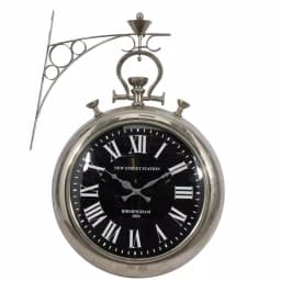 LITTON LANE 22 in. x 16 in. Vintage Pocket-Watch-Style Suspended Wall Clock, Silver Finish thumbnail 1