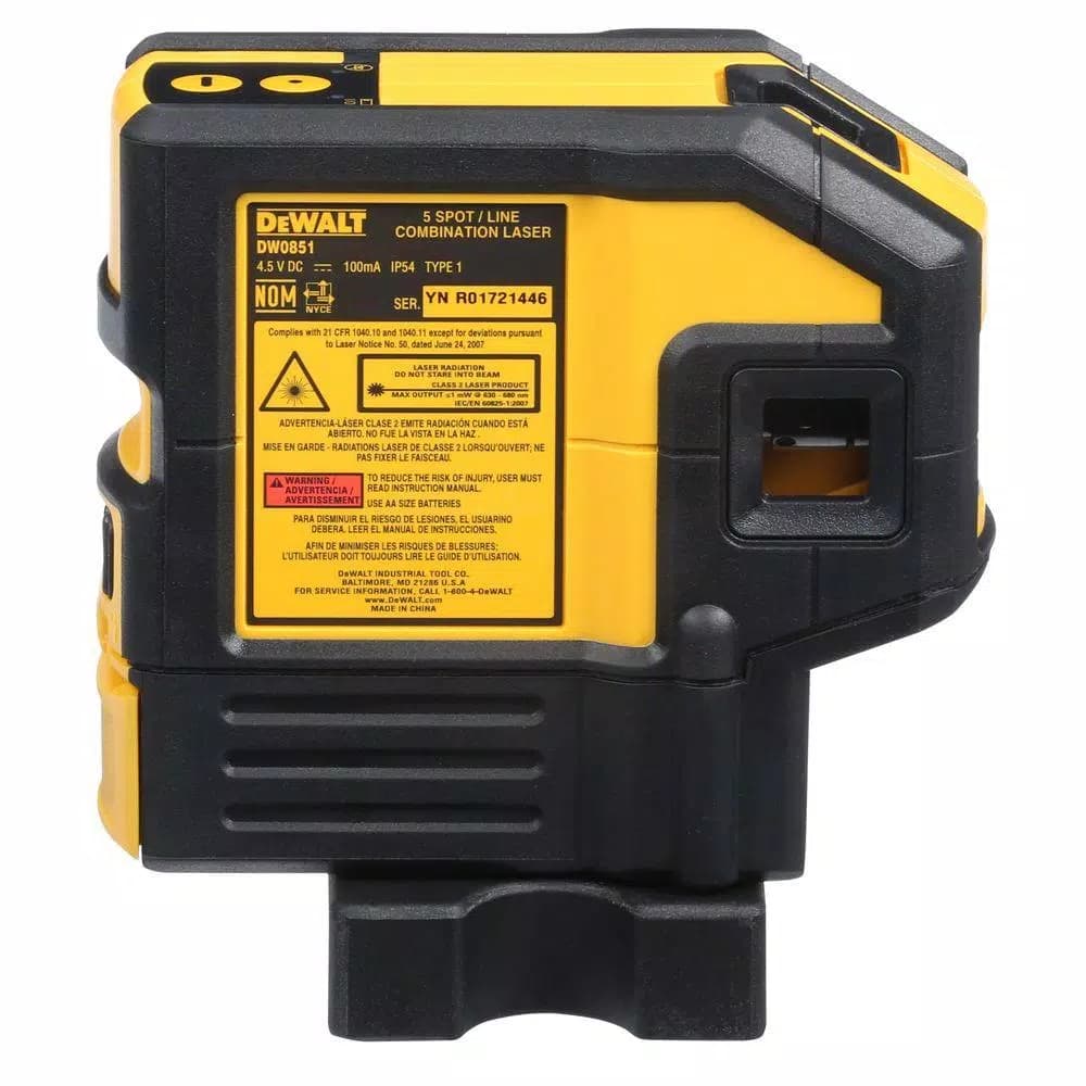 DEWALT Combilaser Self-Leveling 5-Spot & Horizontal Line Laser Level, Red