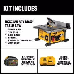 DEWALT FLEXVOLT 60V MAX Cordless Brushless 8-1/4 in. Table Saw Kit with 6.0 Ah Battery thumbnail 2