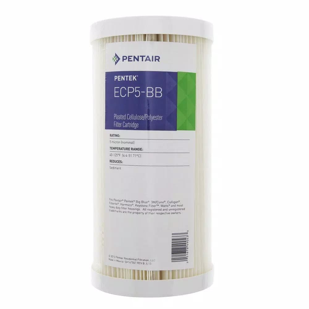 Pentek ECP5-BB 9-3/4 in. x 4-1/2 in. Pleated Sediment Water Filter Cartridge, 5 Micron