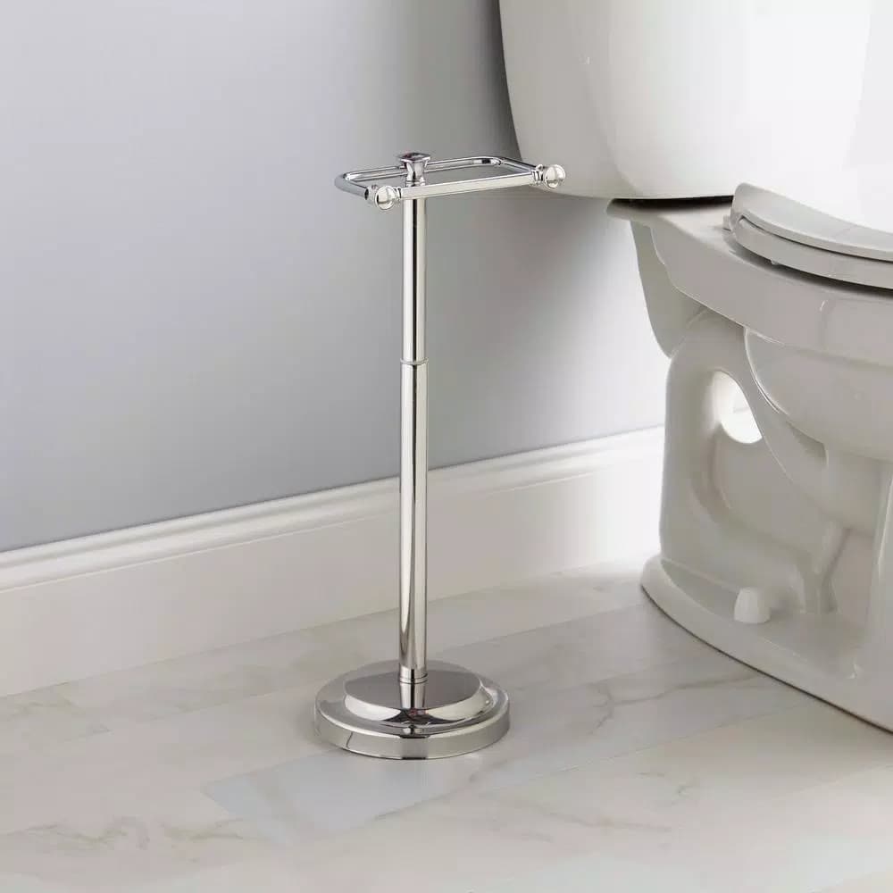 Delta Silverton Telescoping Free-Standing Toilet Paper Holder in Polished Chrome