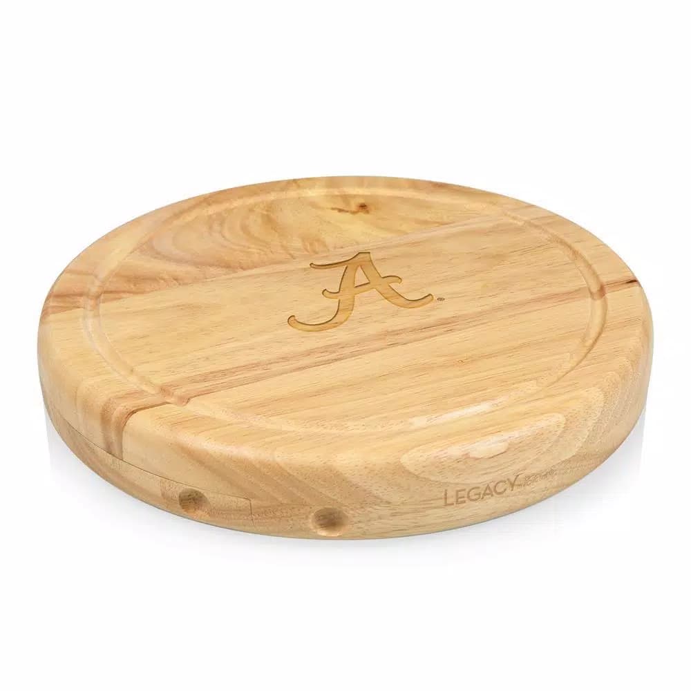 TOSCANA Alabama Crimson Tide Circo Wood Cheese Board Set with 4 Stainless Steel Tools