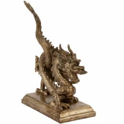 Oriental Furniture 11 in. Chinese Dragon Decorative Statue - Metallic Resin Sculpture thumbnail 2
